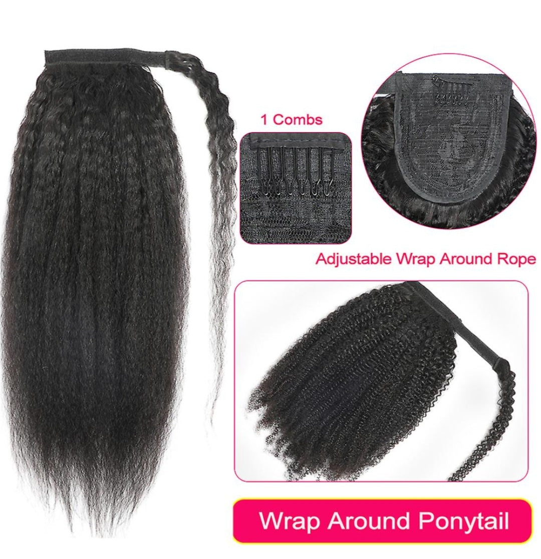 Kinky Straight Wrap Around Ponytail